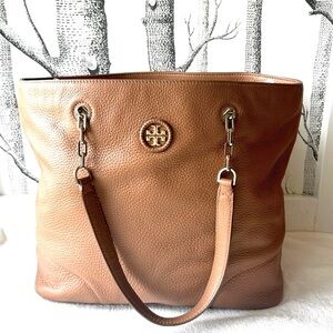 TORY BURCH Whipstitch Logo Tote, Bark (Tan / Brown)